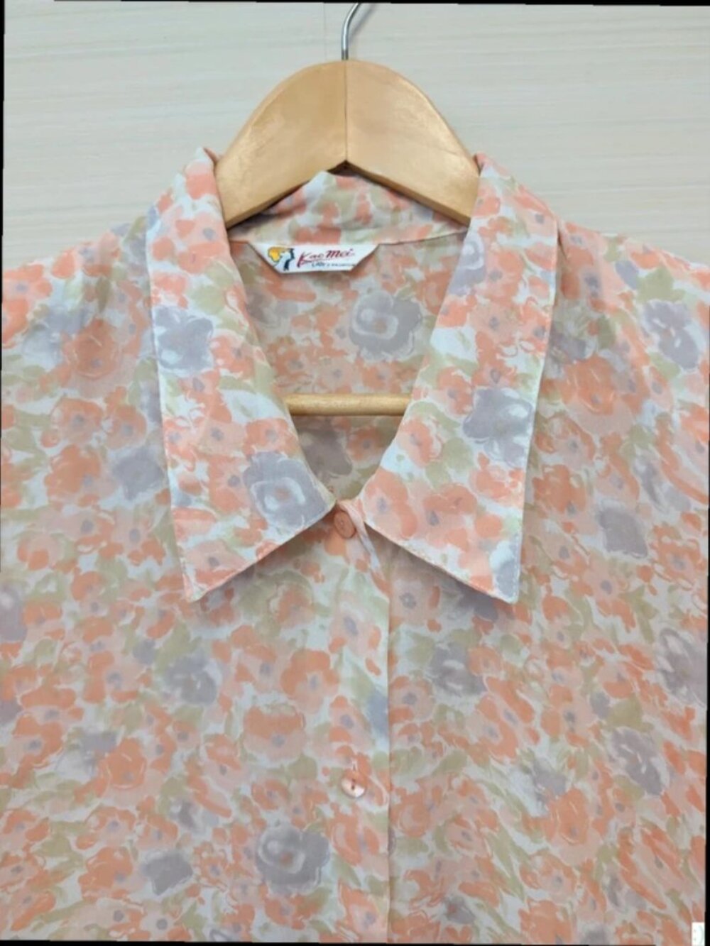 Vintage 80s Pastel Floral Blouse Short Sleeve Lightweight Top Womens UK Size 14 - Picture 2 of 5